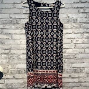 Pink Republic Elegant Blue and Pink Patterned Sleeveless Dress medium tank style